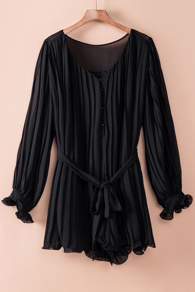 Elegante geplooide jurk met V-hals - Tuva