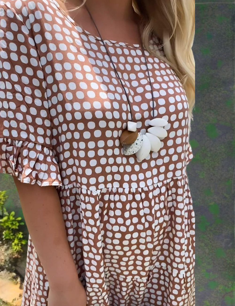 Midi-jurk met korte mouwen en ronde hals - Lenda