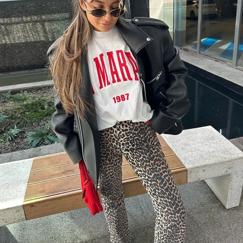 Vintage jeans met luipaardprint - Felicity