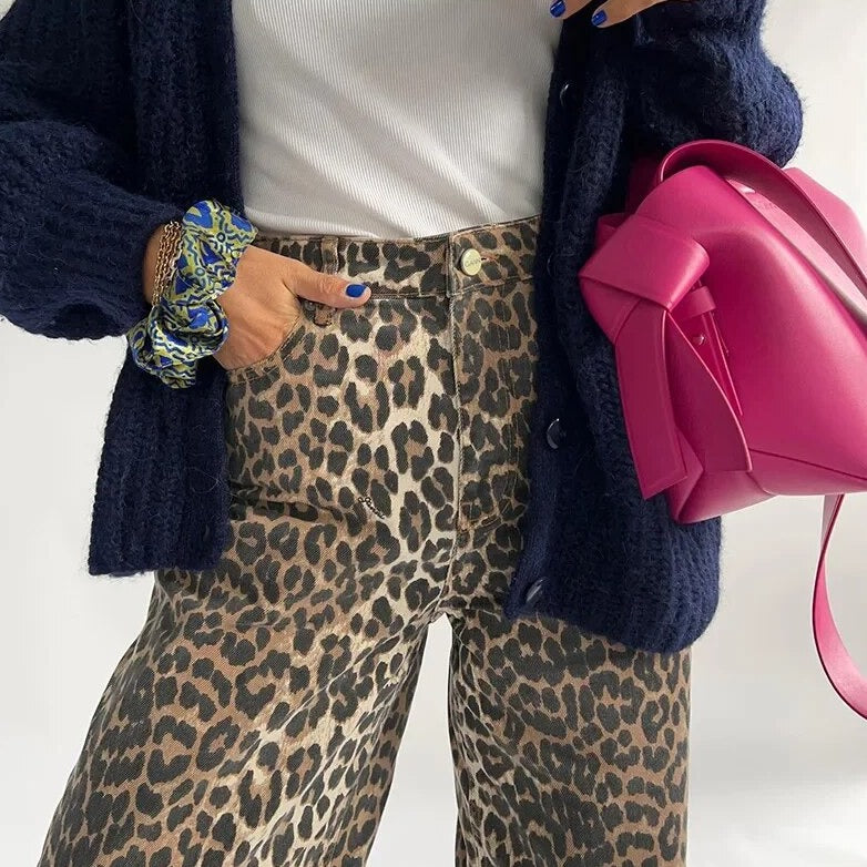 Vintage jeans met luipaardprint - Felicity