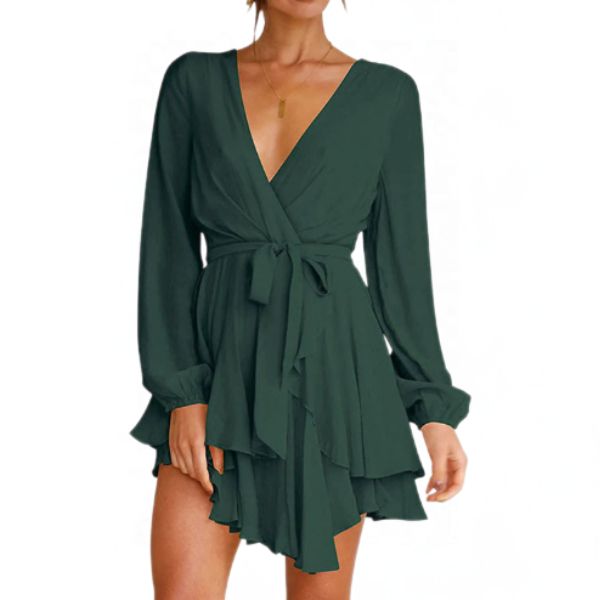 Elegante jurk met lantaarnmouwen - Skyra