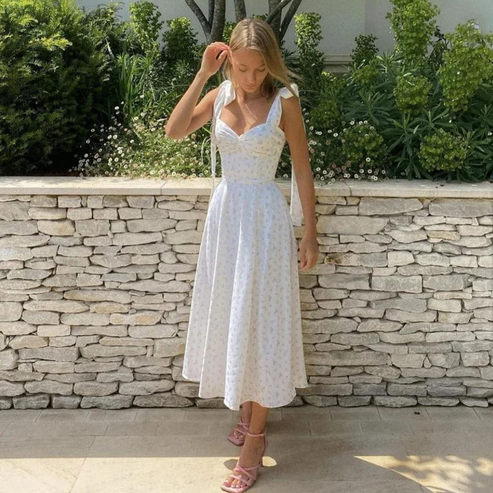 Midi zomerjurk met madeliefjesprint - Basha