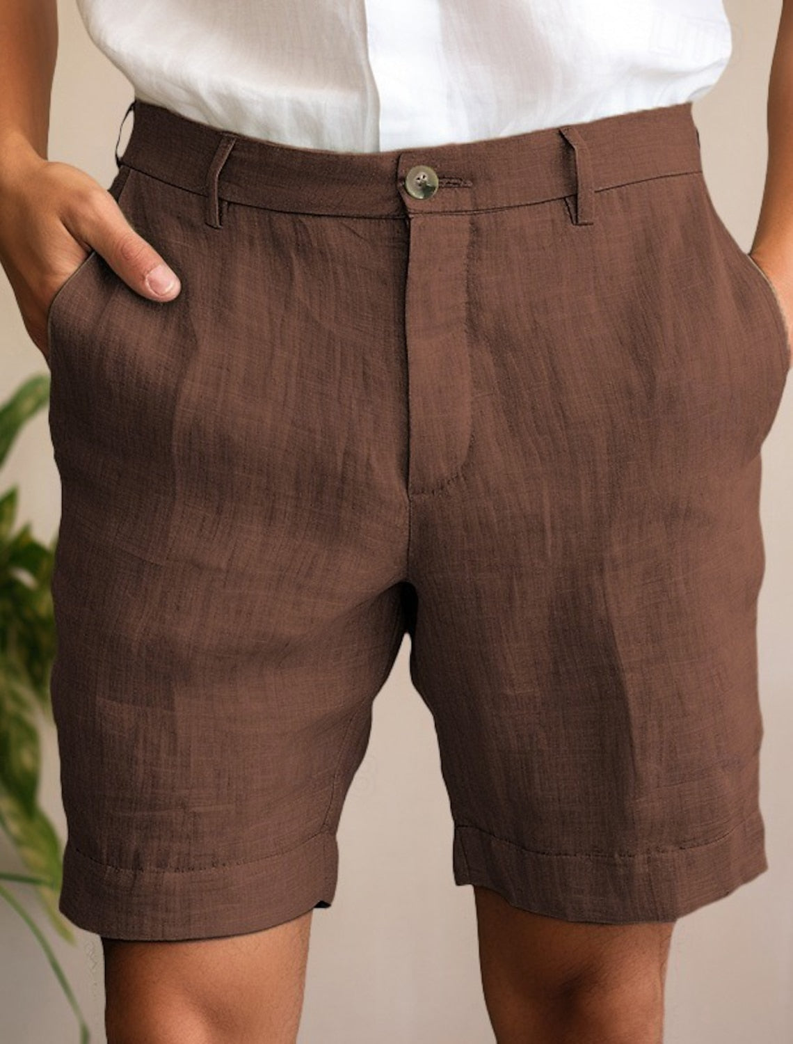 Ademende linnen zomershorts voor mannen, ideaal voor warme dagen en vrije tijd