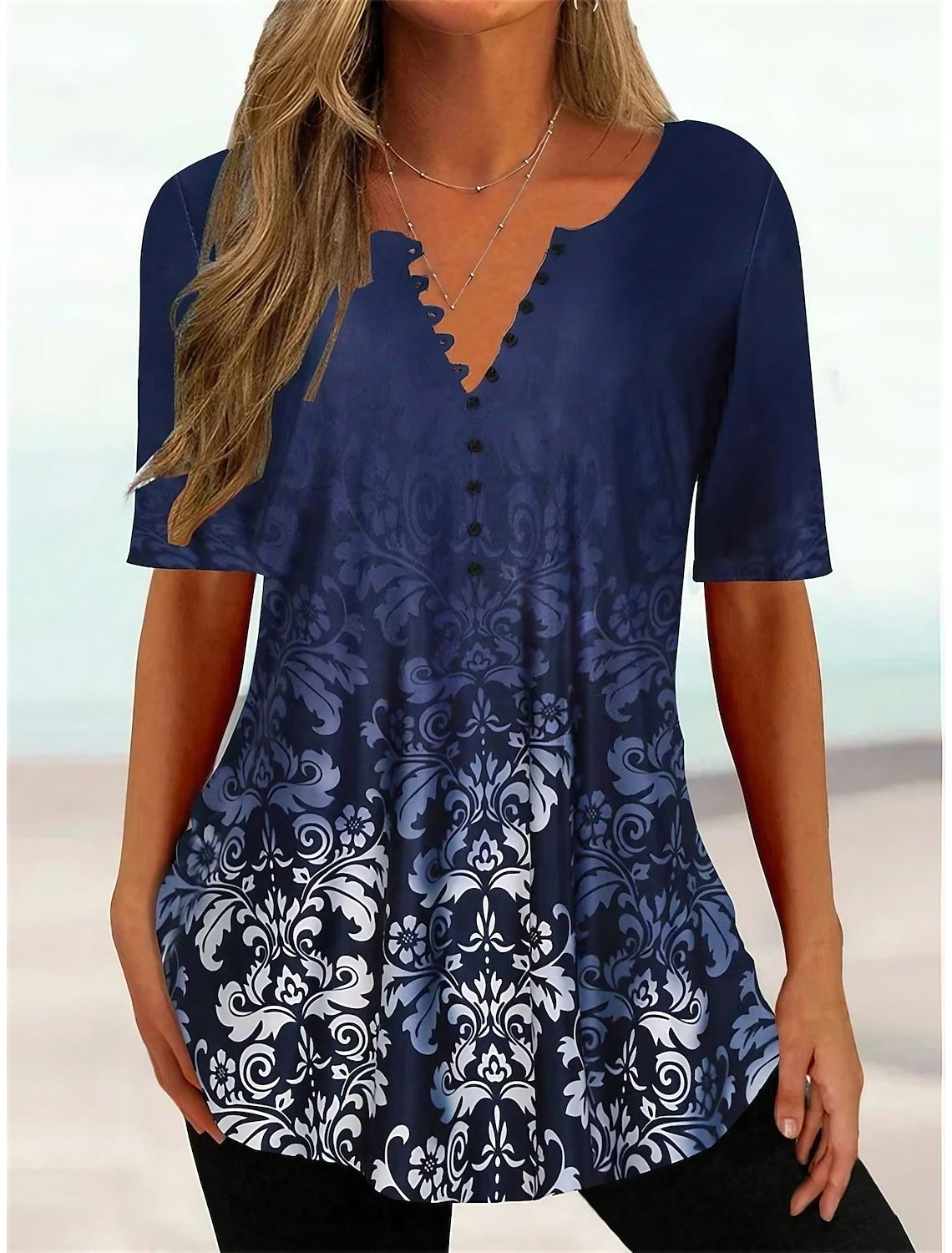Vintage zomershirt met bloemenmotief voor dames - lichtgewicht, stijlvol en ademend