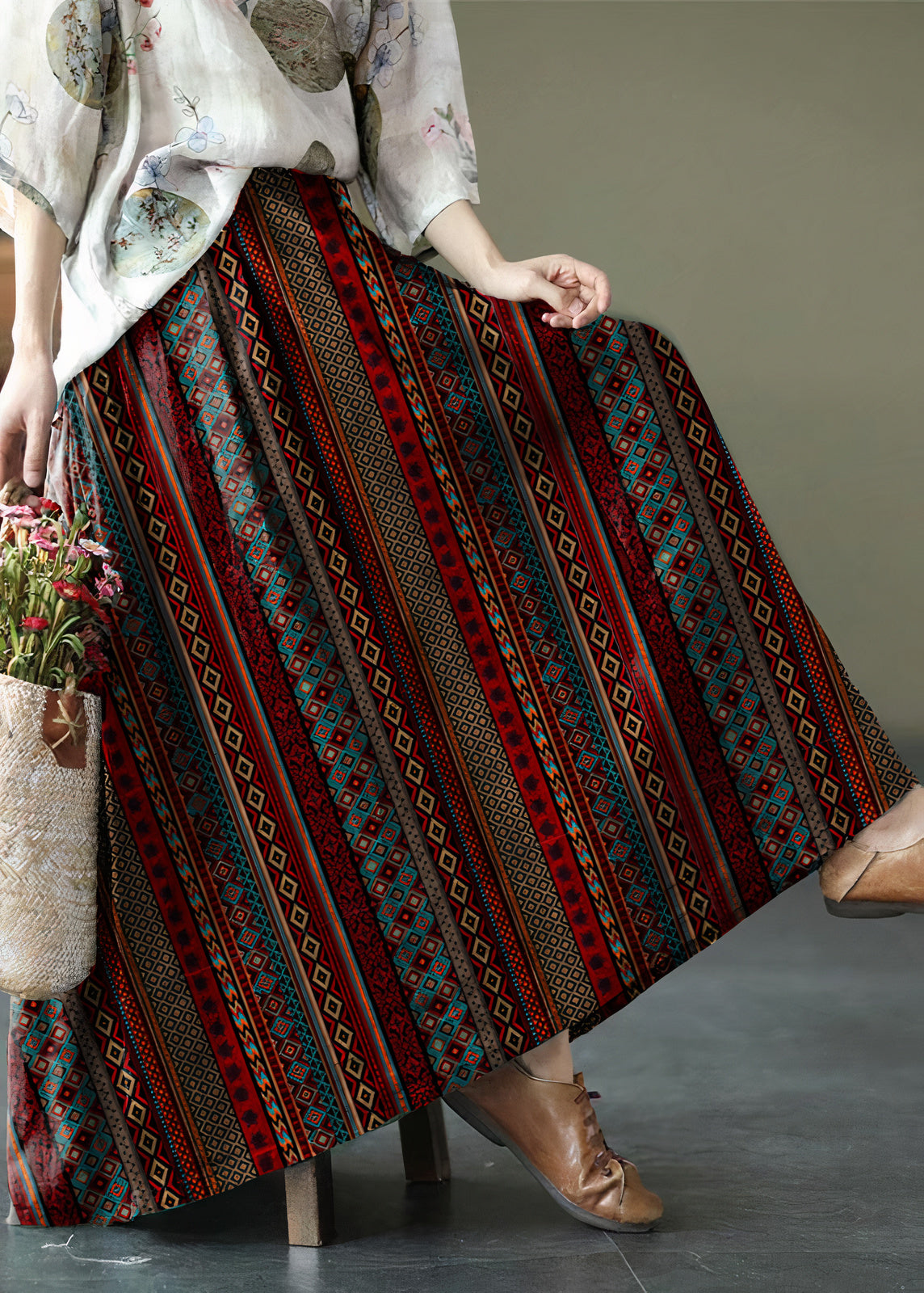 Boho maxi-rok voor de zomer met een soepele snit en luchtig materiaal.