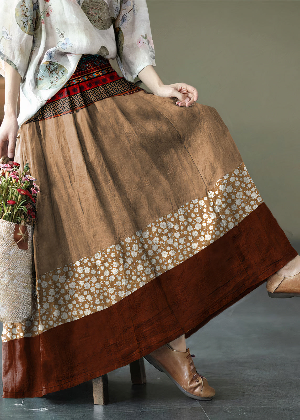 Boho maxi-rok voor de zomer met een soepele snit en luchtig materiaal.