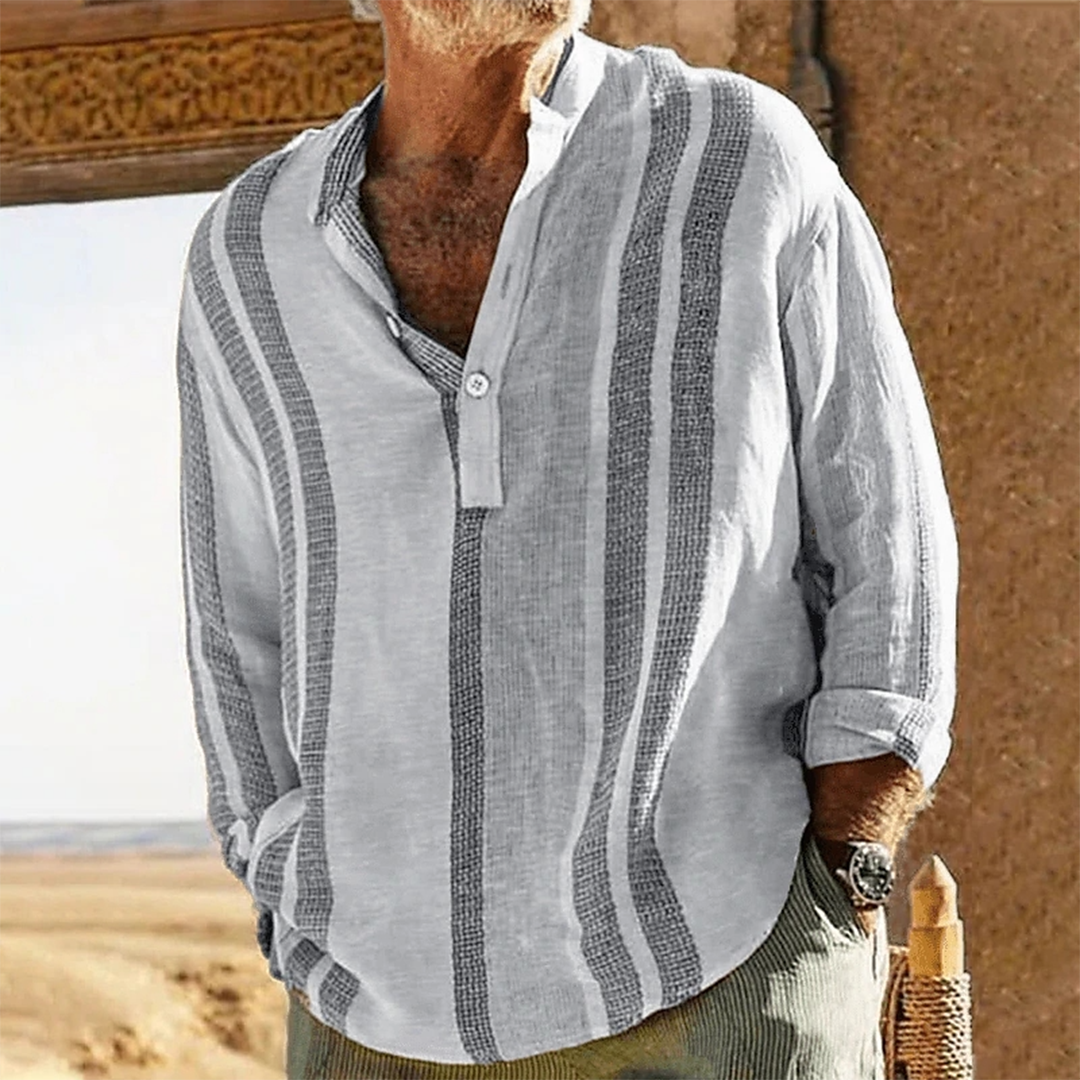 Casual strandshirt met lange mouwen voor heren - lichtgewicht, comfortabel en stijlvol