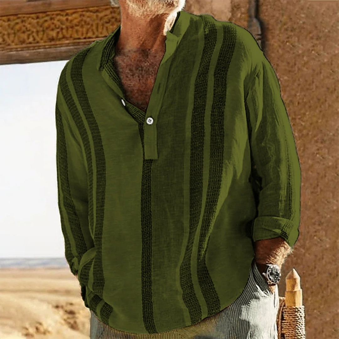 Casual strandshirt met lange mouwen voor heren - lichtgewicht, comfortabel en stijlvol
