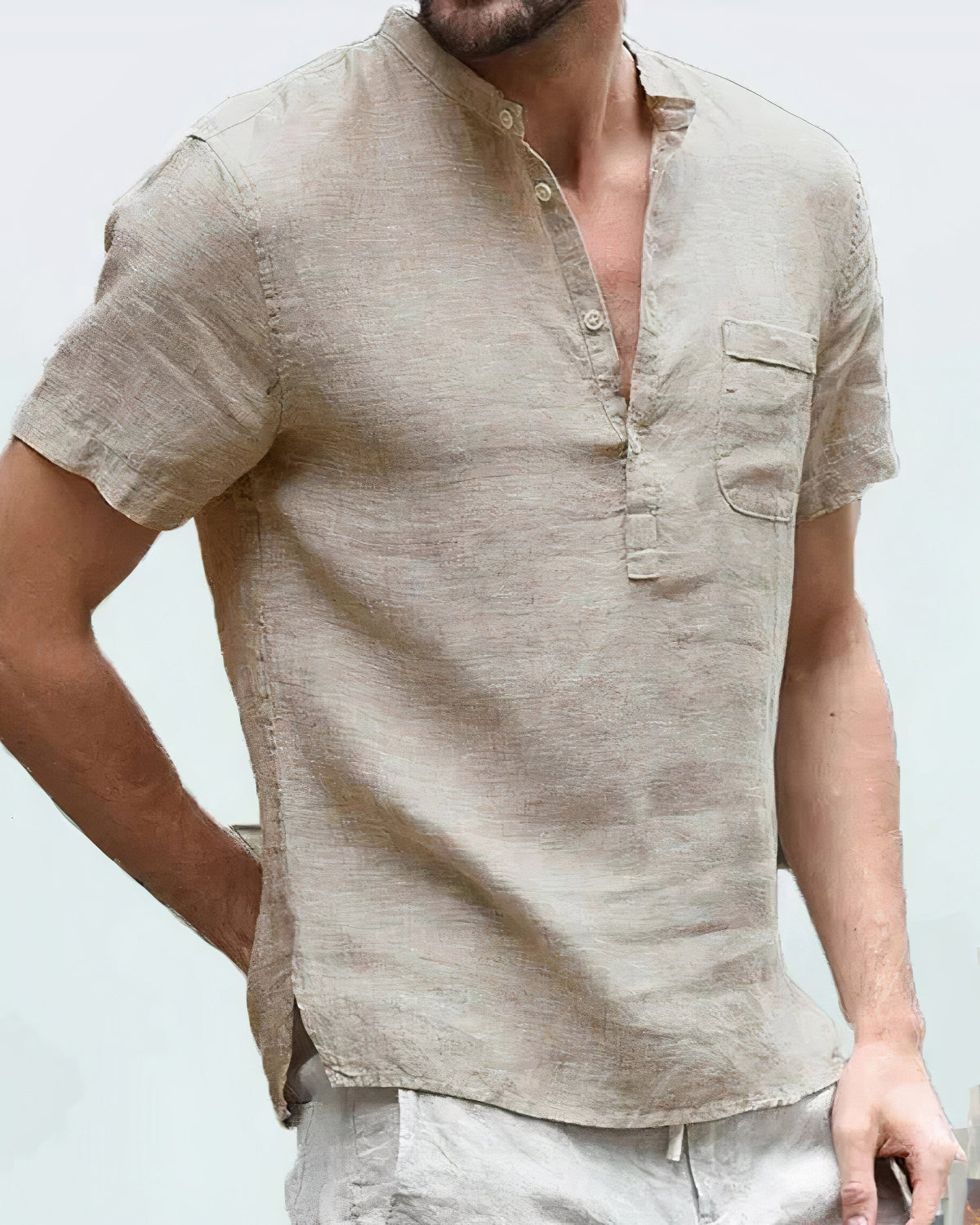 Comfortabel linnen overhemd voor mannen, ideaal voor de zomer, het strand en stijlvolle casual looks.