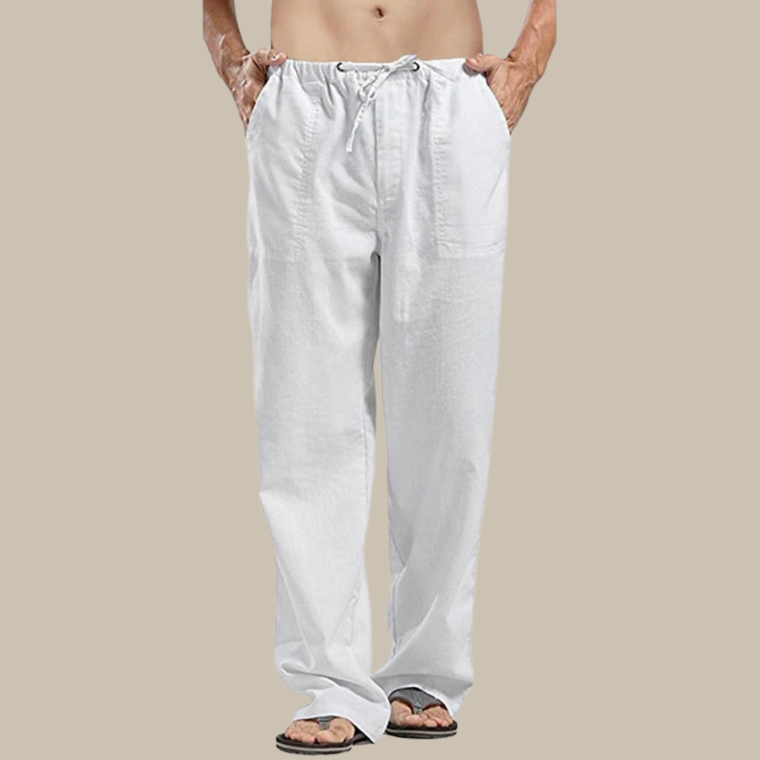 Comfortabele linnen strandbroek voor heren, ideaal voor warme zomerdagen en ontspannen outfits.