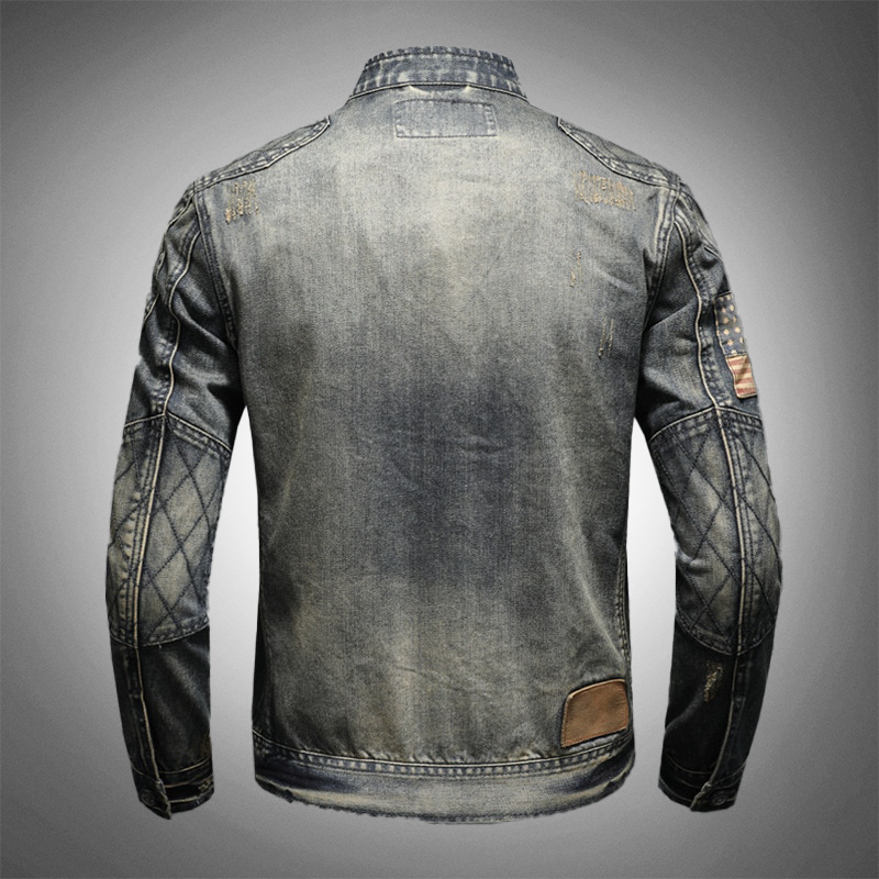 Robuust denim motorjas - Fynn