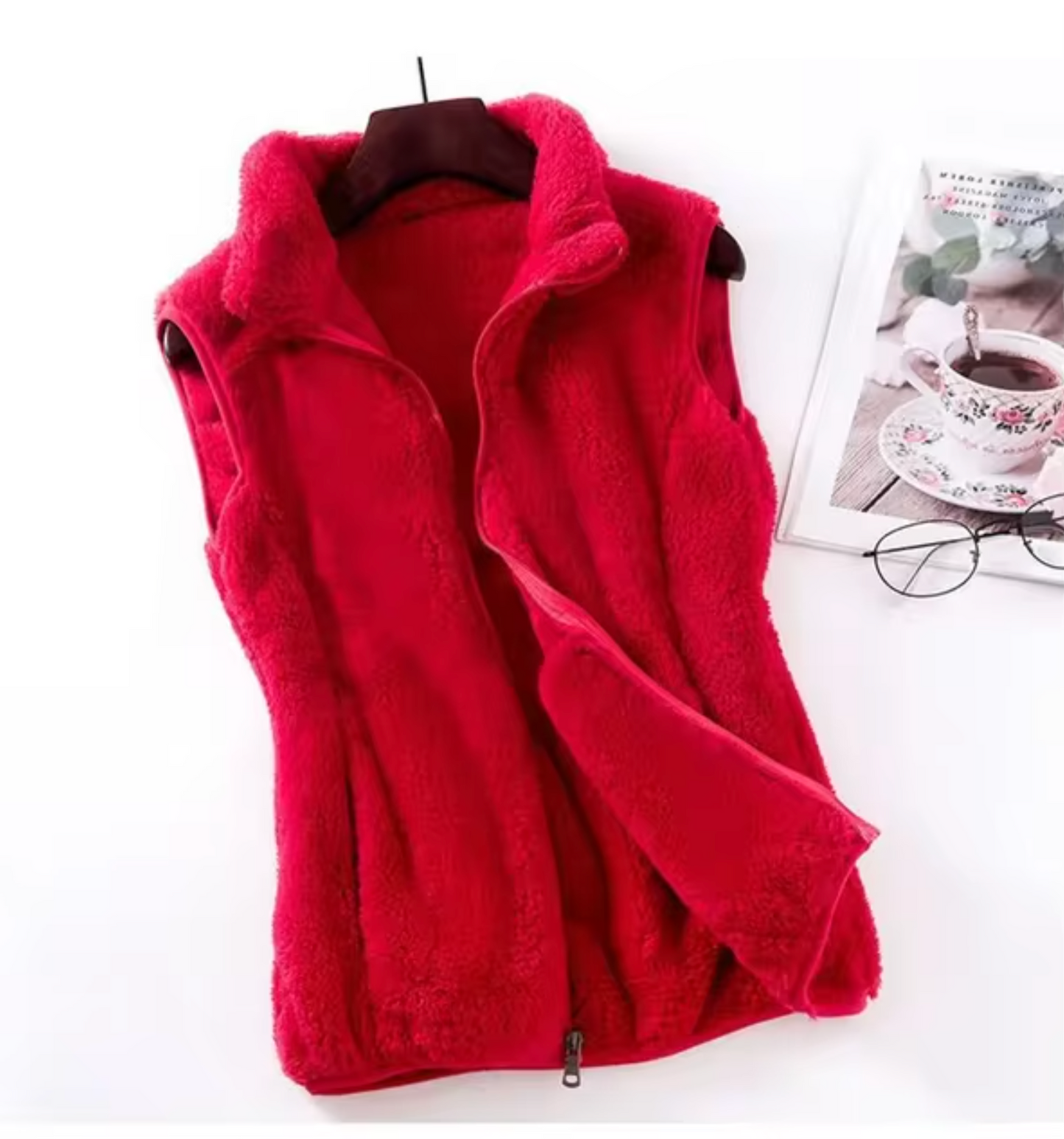 Elegant fluwelen damesvest van fleece, luxueus en perfect voor koele herfst- en winterdagen