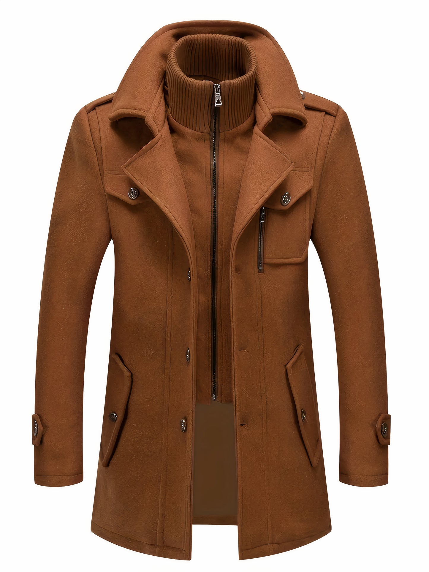 Eleganter Herren-Wintermantel mit wind- und kälteabweisendem Material, ideal für Herbst- und Wintertage.