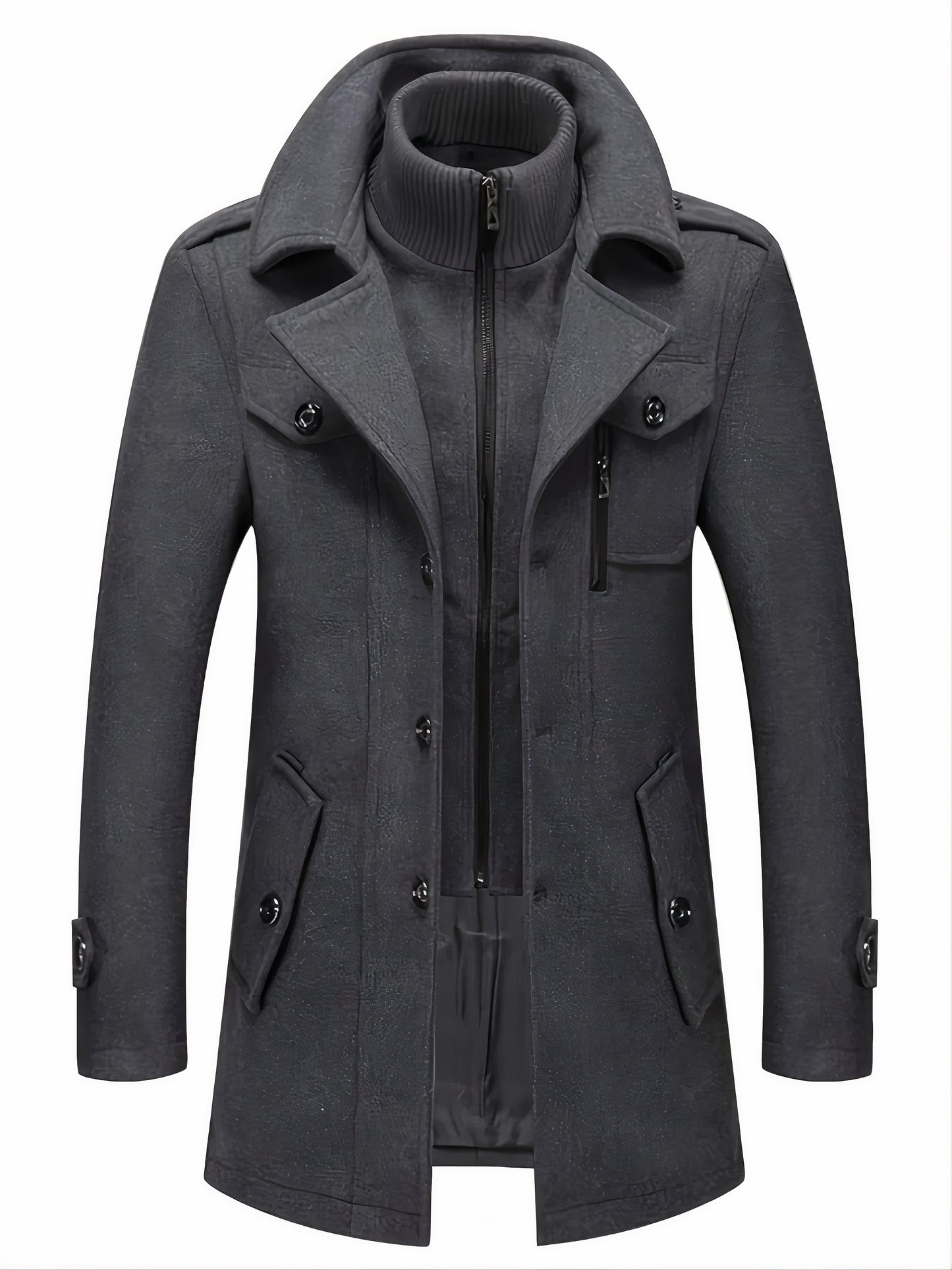 Eleganter Herren-Wintermantel mit wind- und kälteabweisendem Material, ideal für Herbst- und Wintertage.