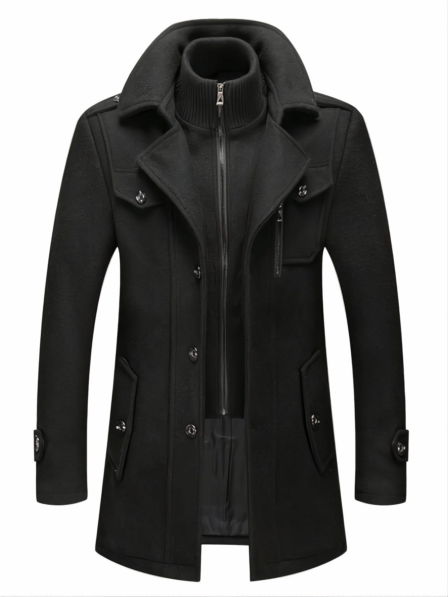Eleganter Herren-Wintermantel mit wind- und kälteabweisendem Material, ideal für Herbst- und Wintertage.