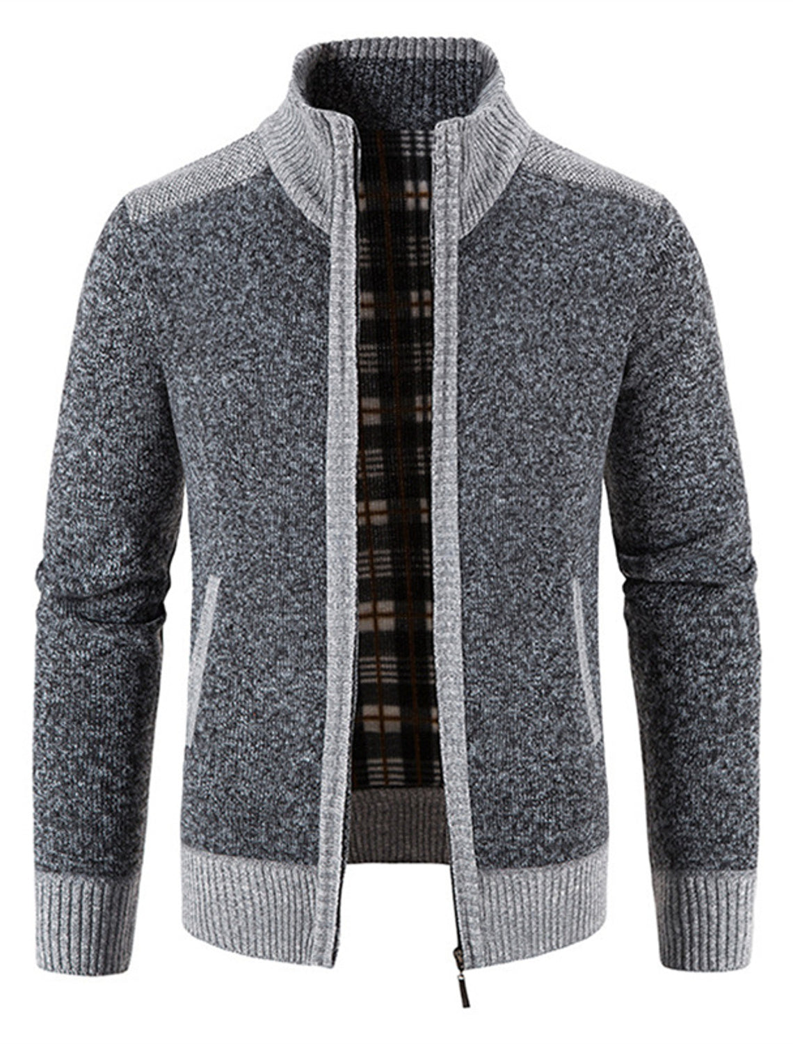 Elegant en warm gebreid fleecejack voor heren, ideaal voor koele herfst- en winterdagen.