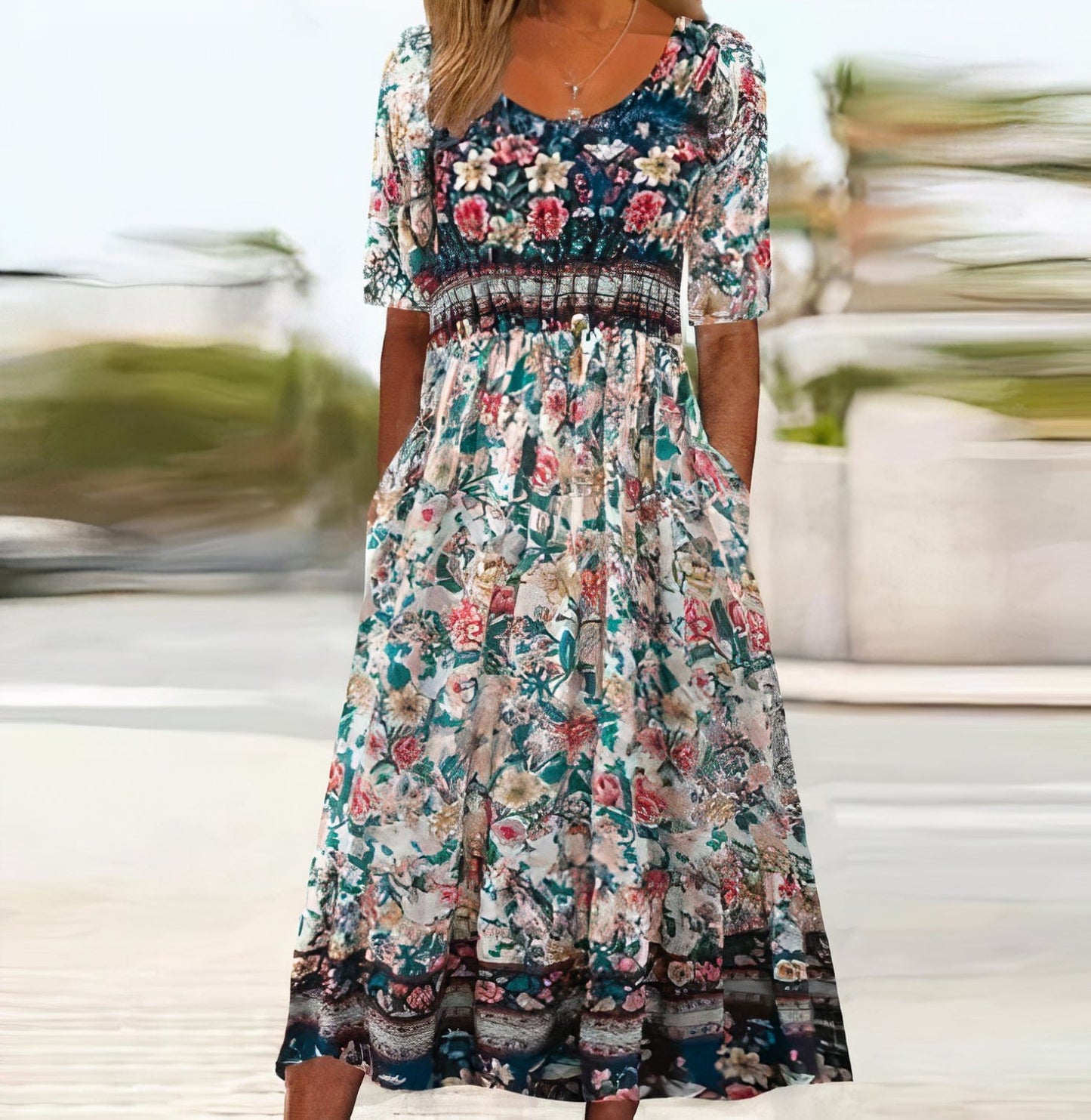 Elegante bohemian jurk voor dames met een vloeiende snit en luchtig comfort.