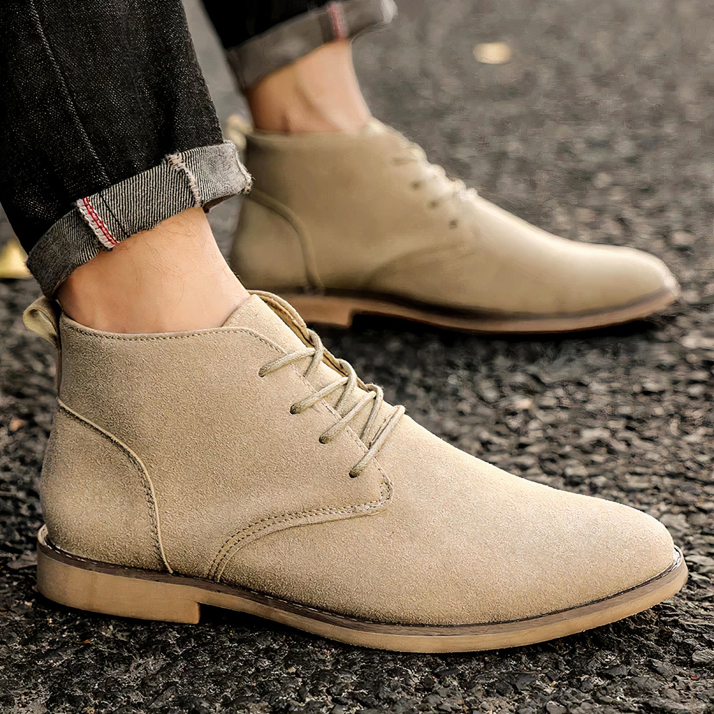 Elegante suède herenschoenen met een tijdloos ontwerp en antislipzool, ideaal voor herfst- en winterdagen.