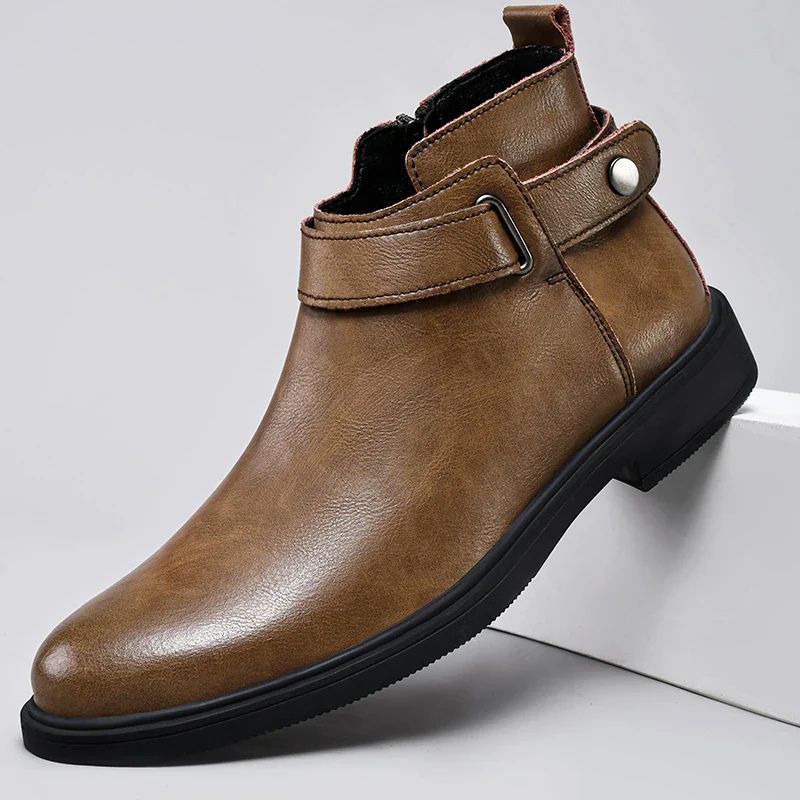 Elegante leren herenlaarzen met antislipzool en modern design voor de herfst en winter