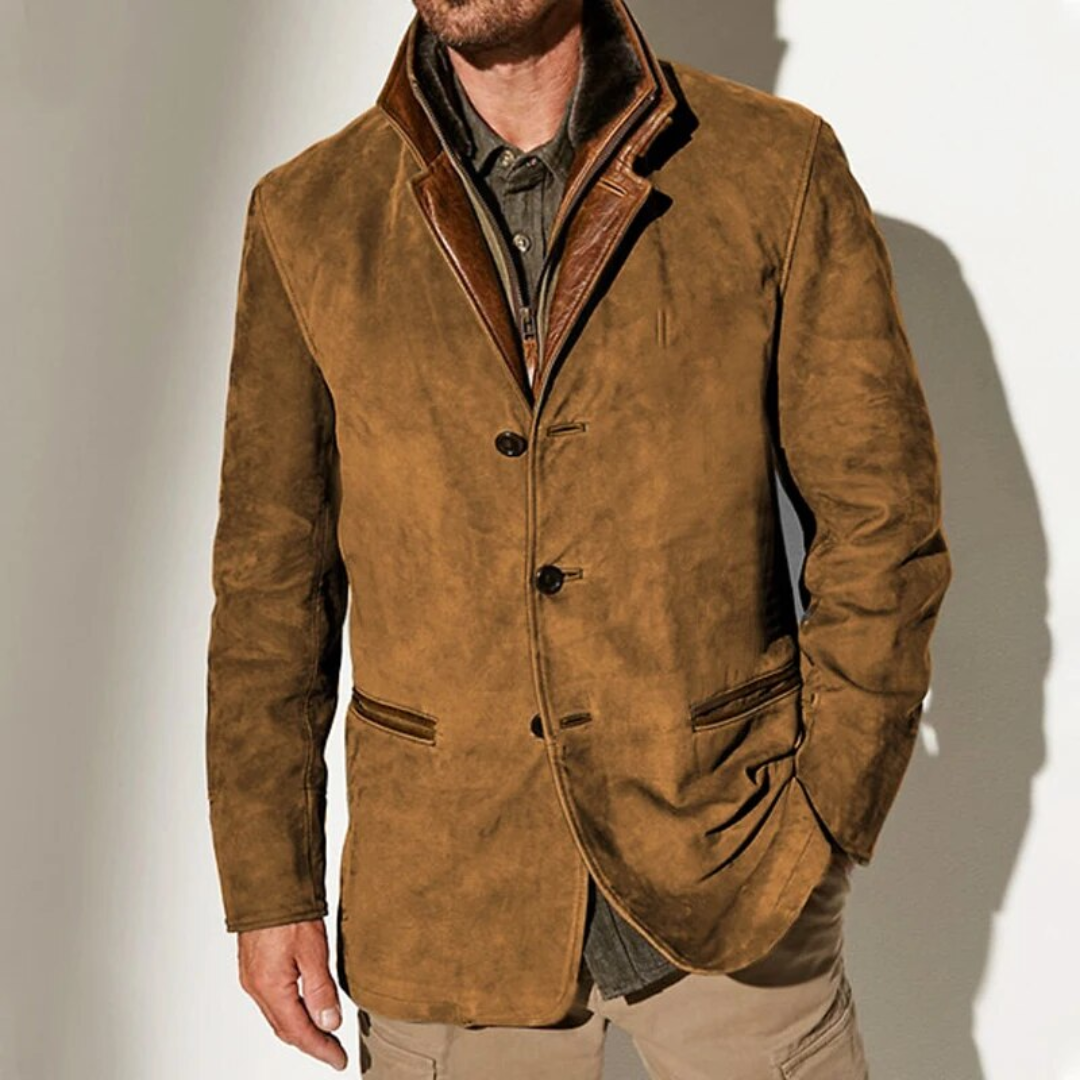 Elegante luxe jas voor mannen, biedt verfijning, comfort en bescherming tegen de winterkou.