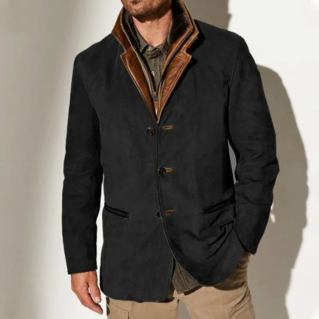 Elegante luxe jas voor mannen, biedt verfijning, comfort en bescherming tegen de winterkou.