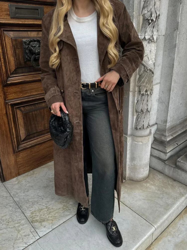 Elegante suède jas voor dames, ideaal voor koude herfst- en winterdagen, stijlvol en luxueus