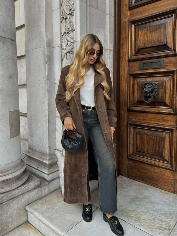 Elegante suède jas voor dames, ideaal voor koude herfst- en winterdagen, stijlvol en luxueus