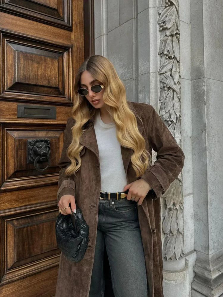 Elegante suède jas voor dames, ideaal voor koude herfst- en winterdagen, stijlvol en luxueus