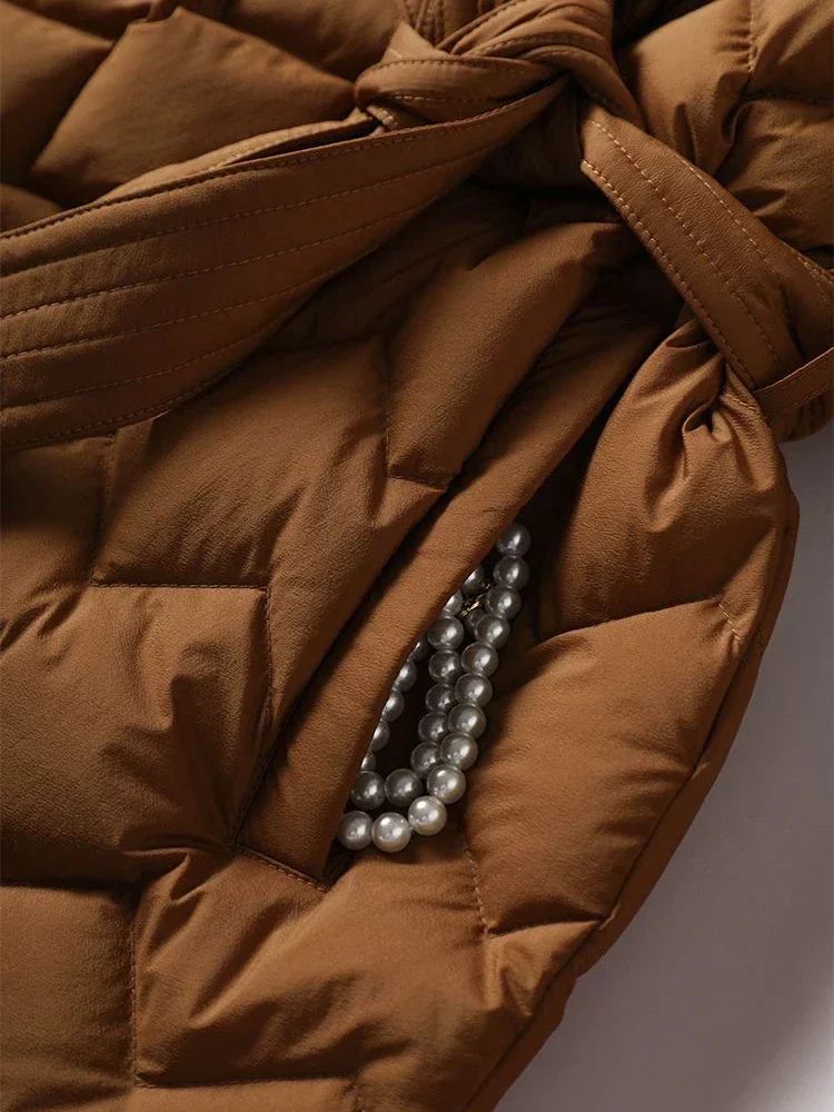 Elegante winterjas voor dames met quilting en afneembare riem, ideaal voor koude herfst- en winterdagen