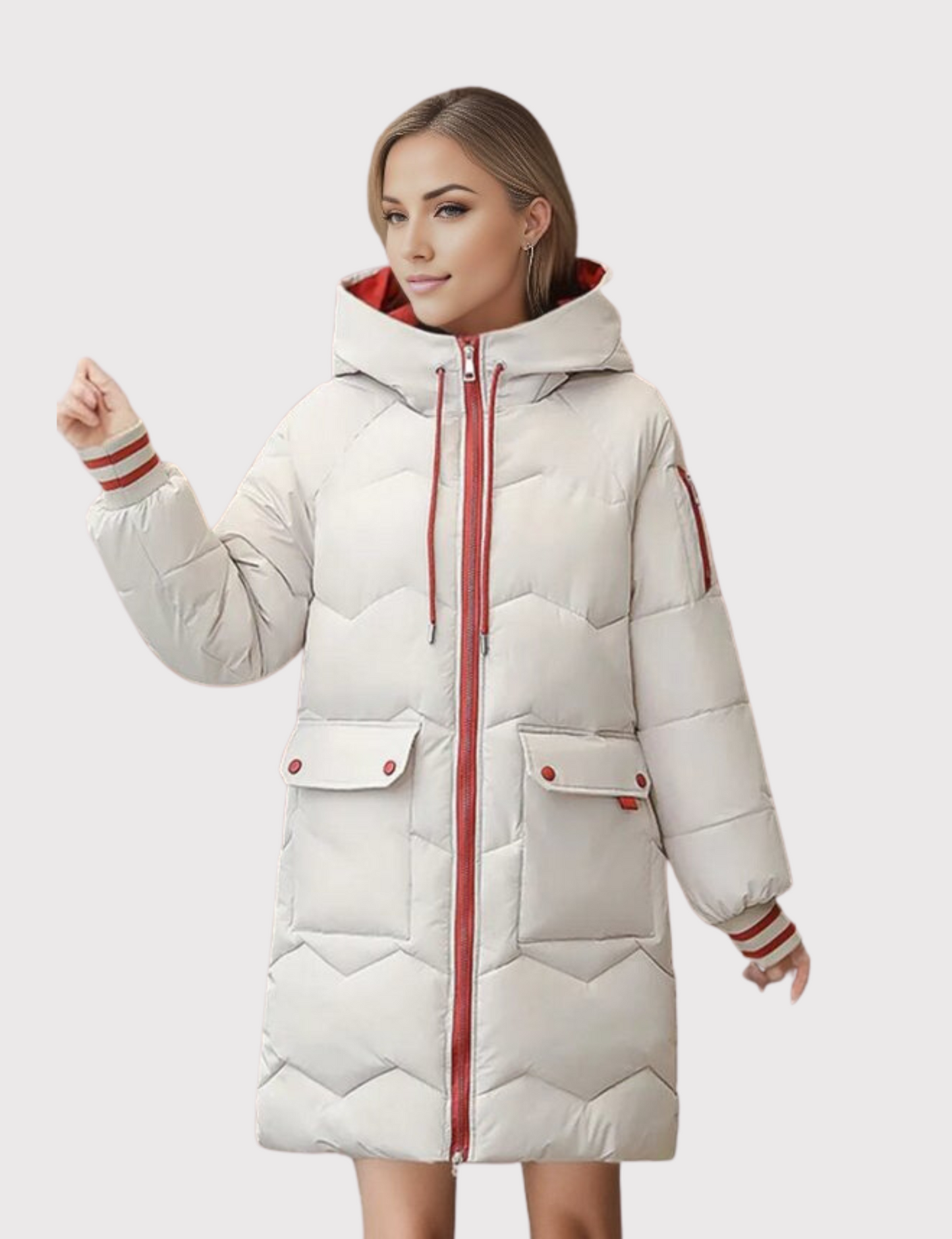 Warme winterjas met een getailleerd model en capuchon voor koude dagen