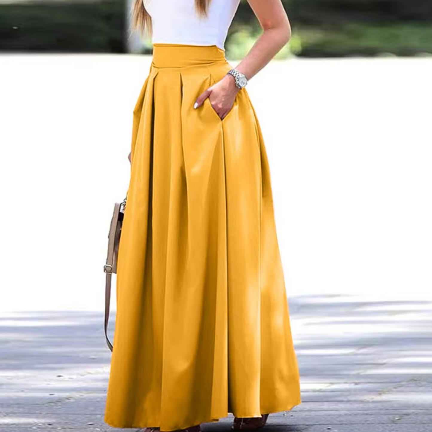 Elegante lange zomerrok voor dames, luchtig en stijlvol voor warme dagen.