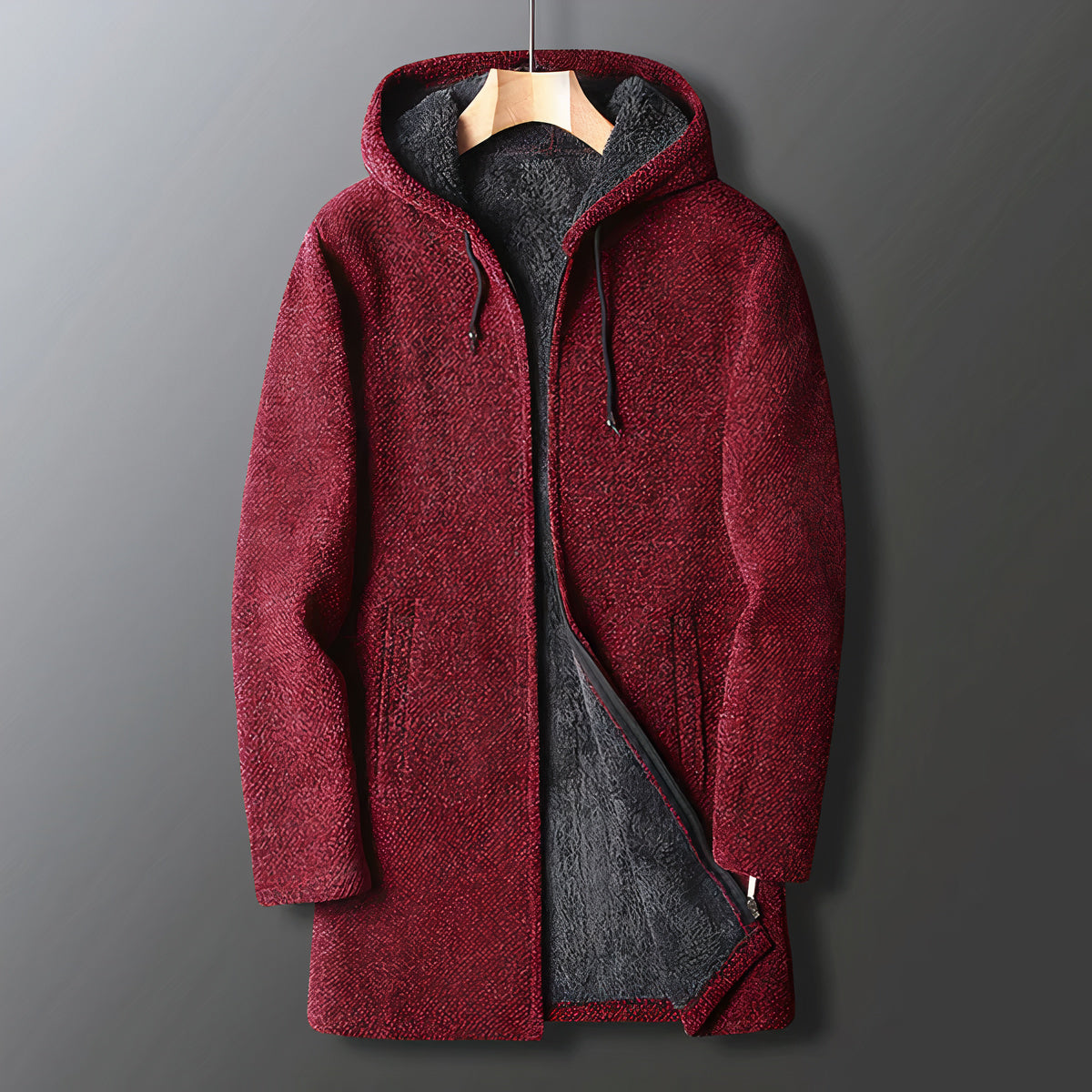 Elegante heren fleecejas met capuchon en zachte voering voor koude dagen