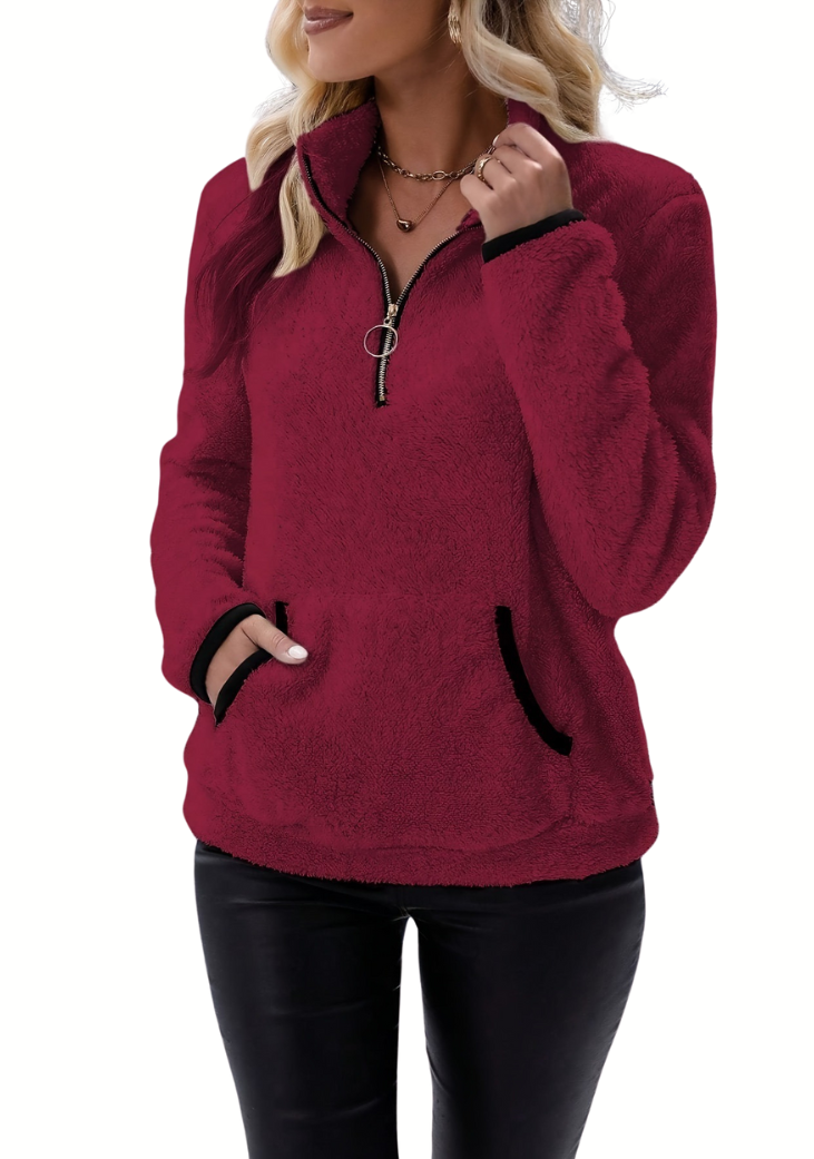 Stijlvolle wintertrui voor dames van fleece, warm en comfortabel.