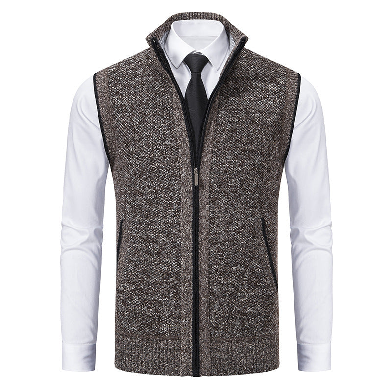 Casual warm gebreid herengilet, ideaal voor herfst- en winterdagen, met verwarmend gebreid materiaal en een praktische ritssluiting voor veelzijdige combinaties.