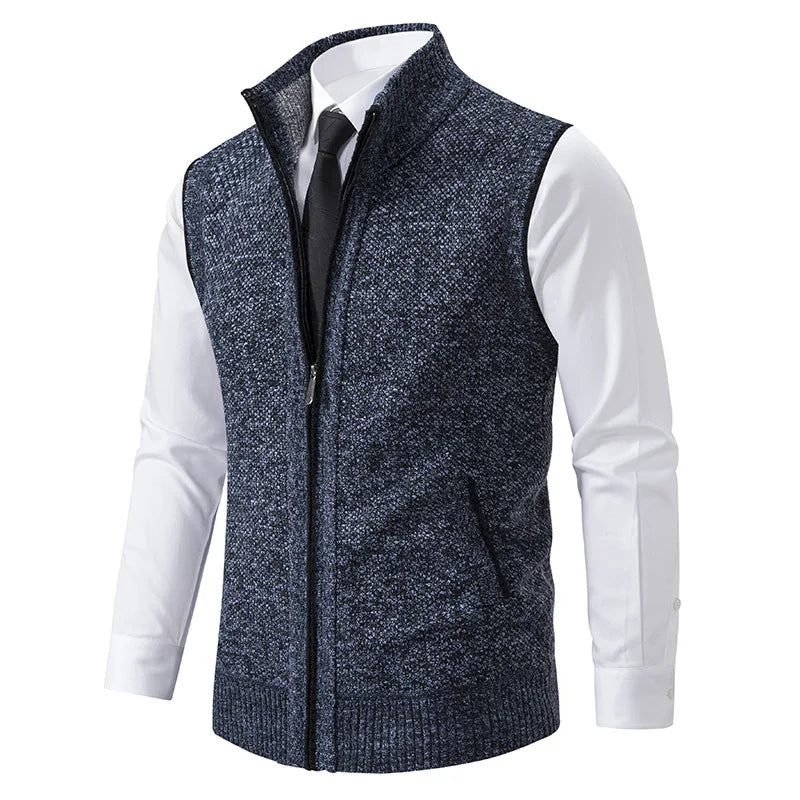 Casual warm gebreid herengilet, ideaal voor herfst- en winterdagen, met verwarmend gebreid materiaal en een praktische ritssluiting voor veelzijdige combinaties.