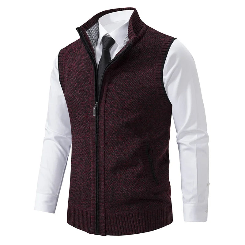 Casual warm gebreid herengilet, ideaal voor herfst- en winterdagen, met verwarmend gebreid materiaal en een praktische ritssluiting voor veelzijdige combinaties.