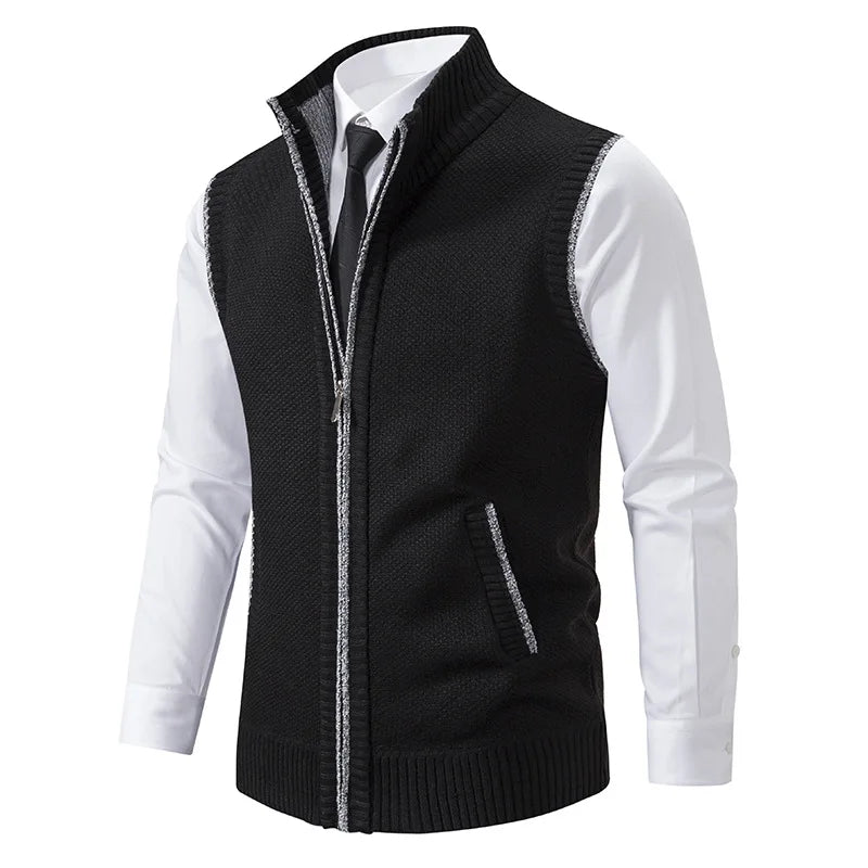 Casual warm gebreid herengilet, ideaal voor herfst- en winterdagen, met verwarmend gebreid materiaal en een praktische ritssluiting voor veelzijdige combinaties.