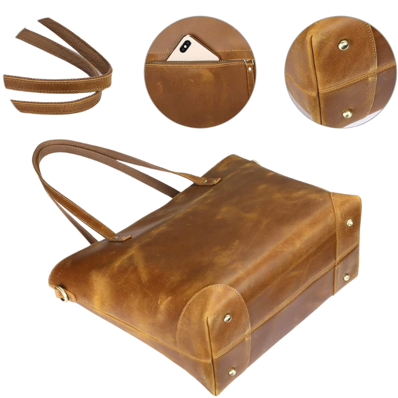 Vintage leren draagtas - Jassi