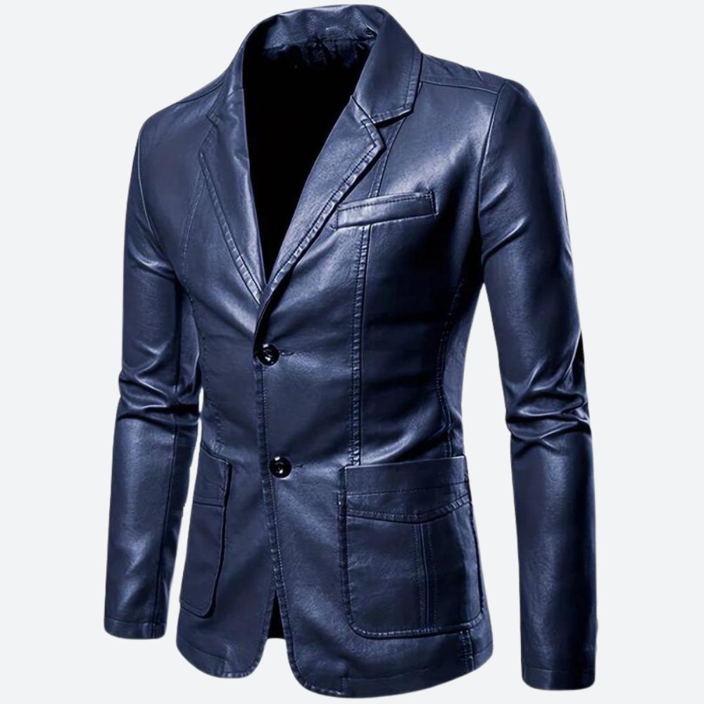 Klassiek, elegant leren jack in blazer-stijl voor heren, ideaal voor elegante en formele looks.