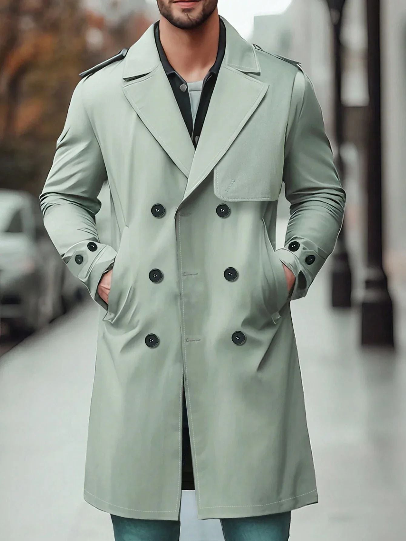 Elegante winter trenchcoat voor heren met een tijdloos ontwerp en warme voering.