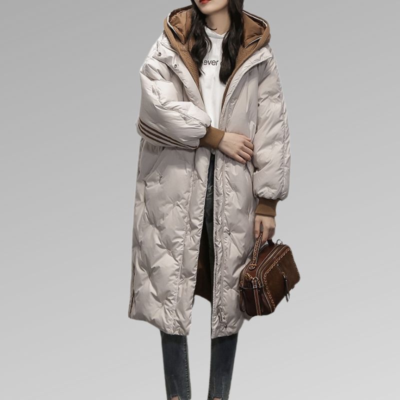 Klassieke lange winterjas voor dames die bescherming en stijl biedt bij koud weer