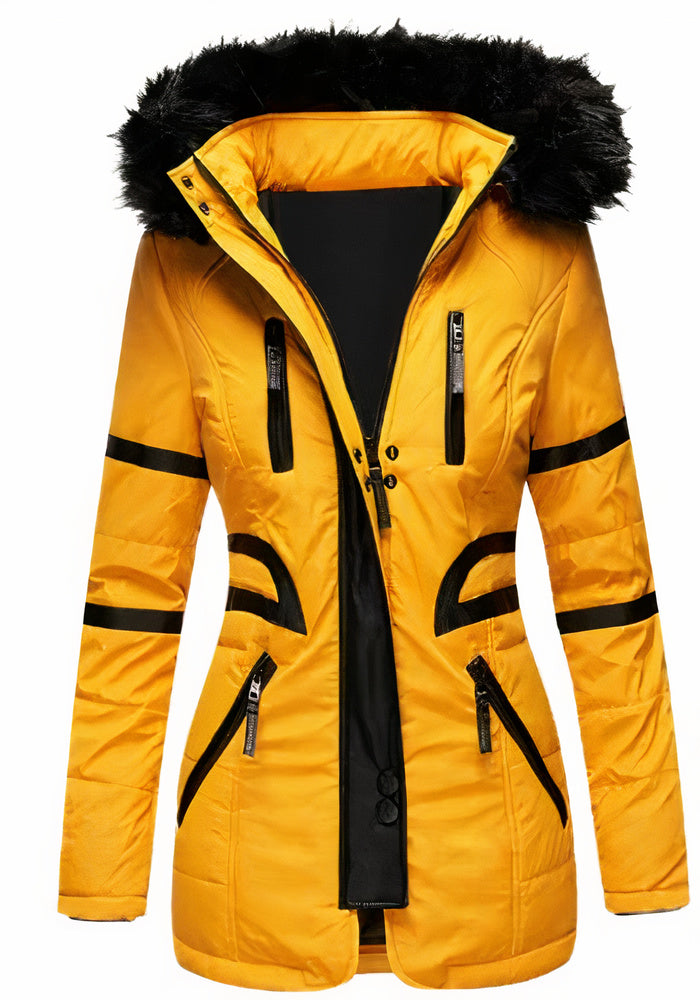 Klassiek wind- en waterdicht jas voor dames met een weerbestendig ontwerp en comfortabele pasvorm voor herfst- en winterdagen.