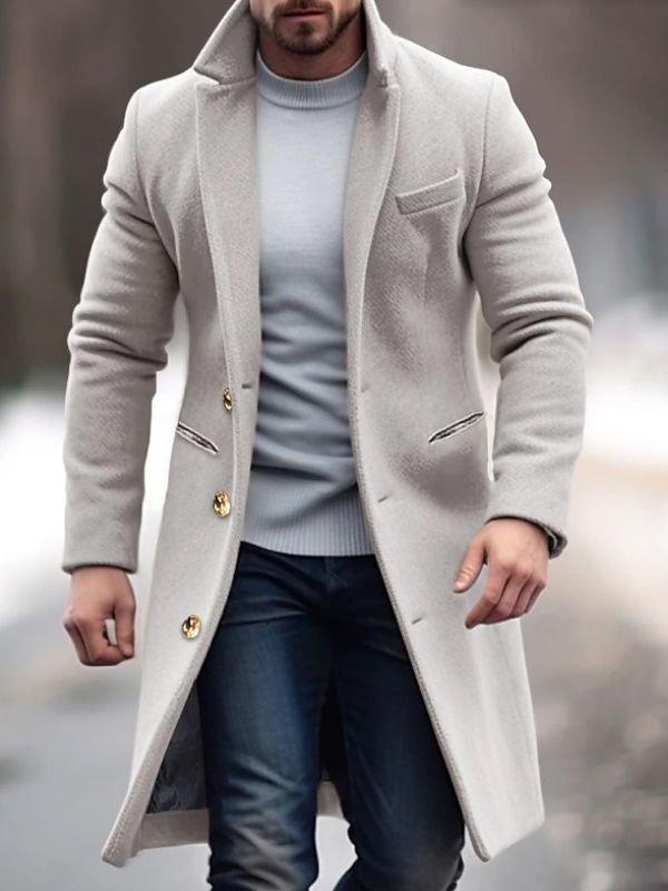 Elegante wollen winterjas voor heren met een klassiek ontwerp en warm materiaal