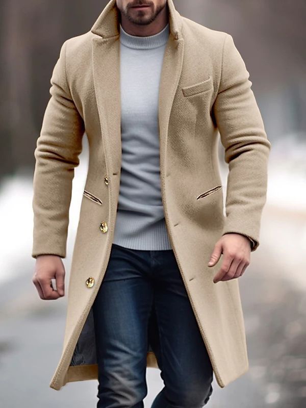 Elegante wollen winterjas voor heren met een klassiek ontwerp en warm materiaal