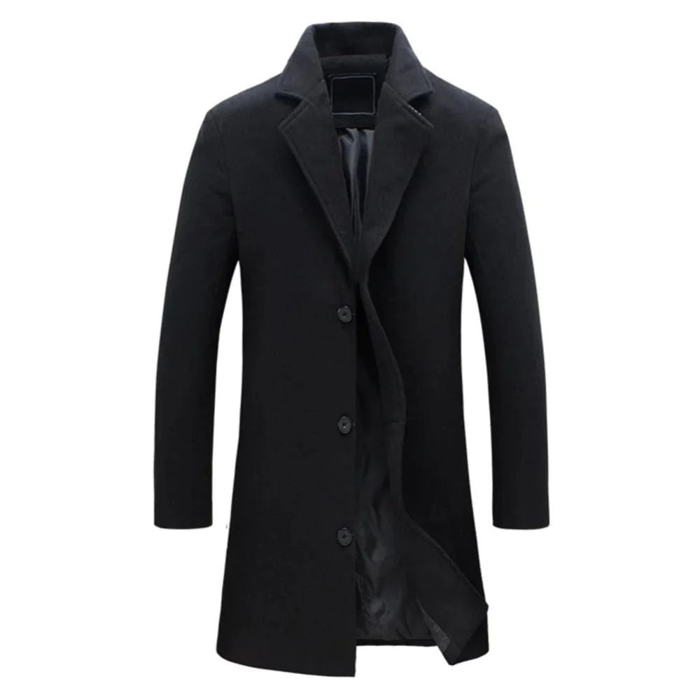 Elegante lange winterjas voor heren, ideaal voor herfst- en winterdagen, met een moderne snit en hoogwaardige afwerking.