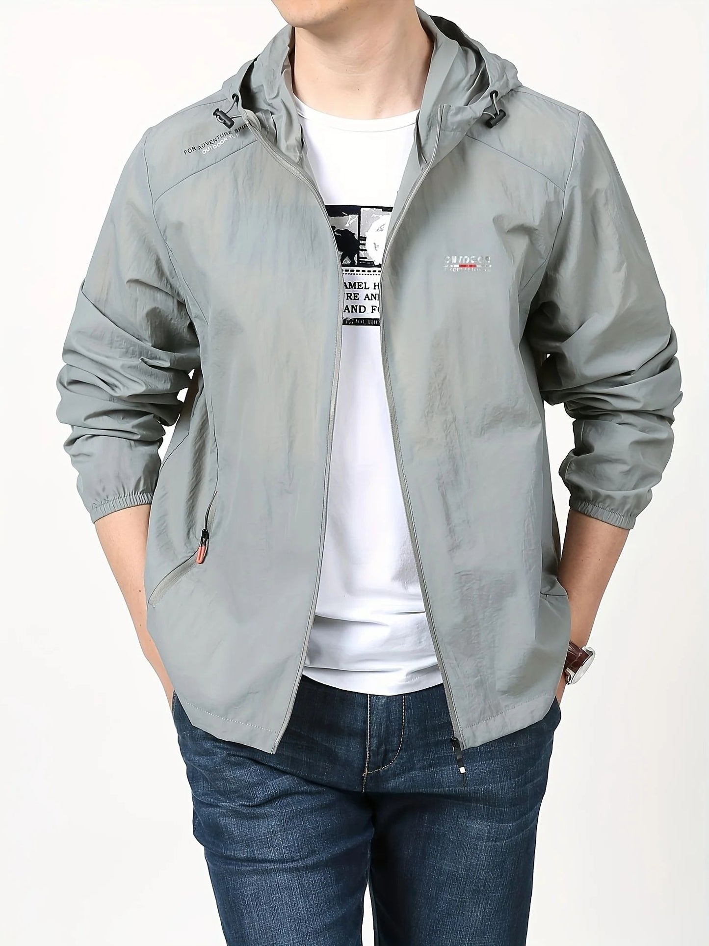 Lichtgewicht zip-up hoodie voor heren, ideaal voor herfst- of winterdagen