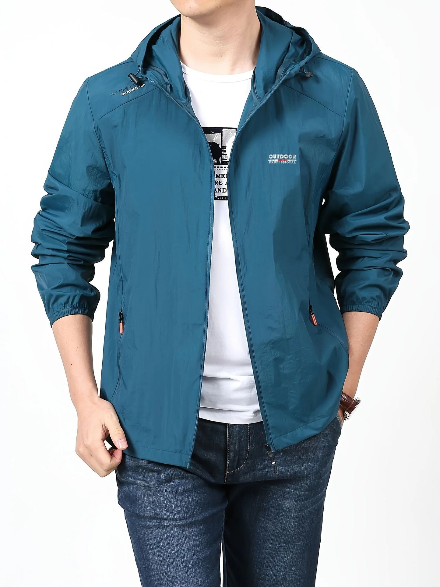 Lichtgewicht zip-up hoodie voor heren, ideaal voor herfst- of winterdagen