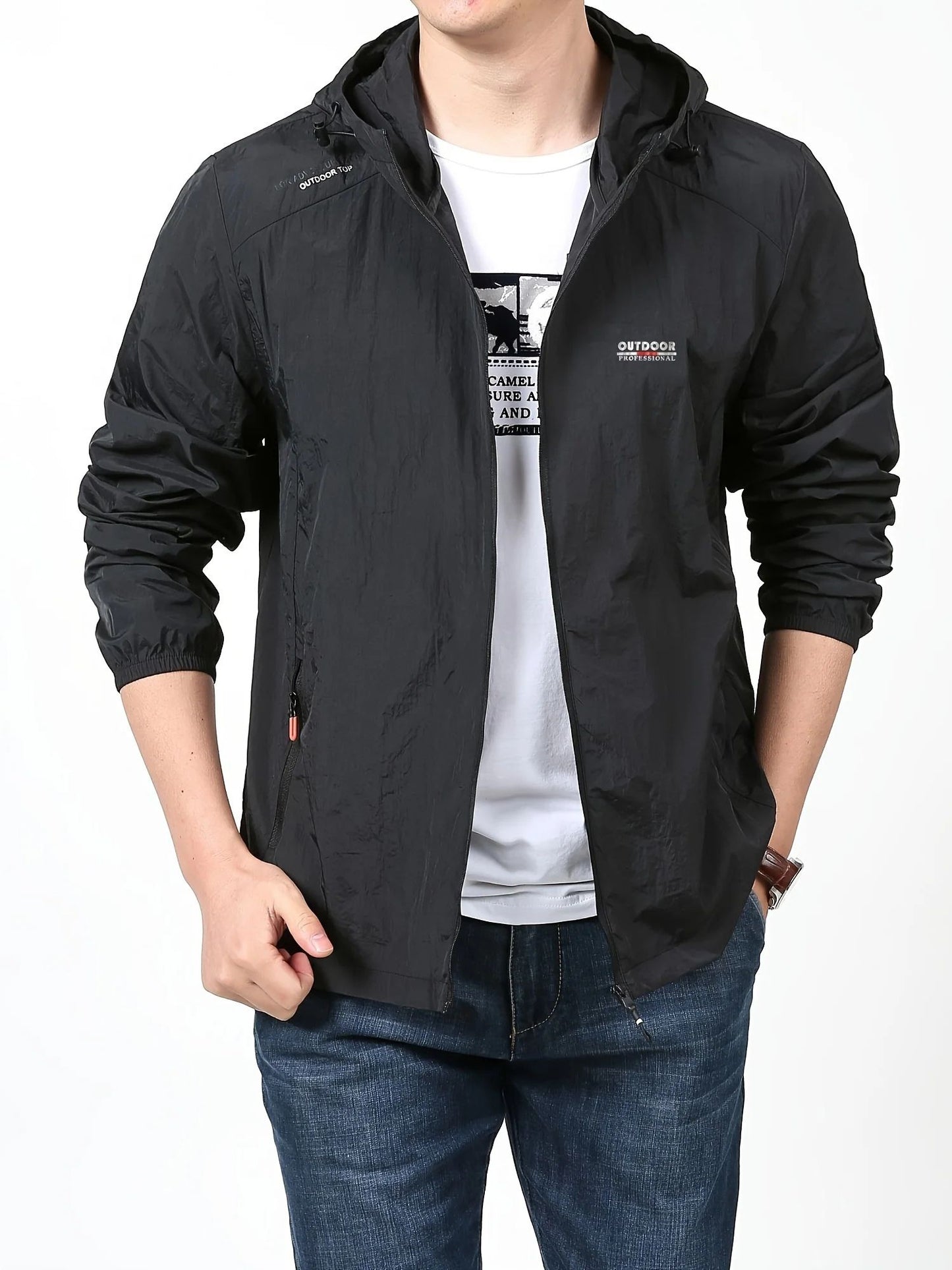 Lichtgewicht zip-up hoodie voor heren, ideaal voor herfst- of winterdagen