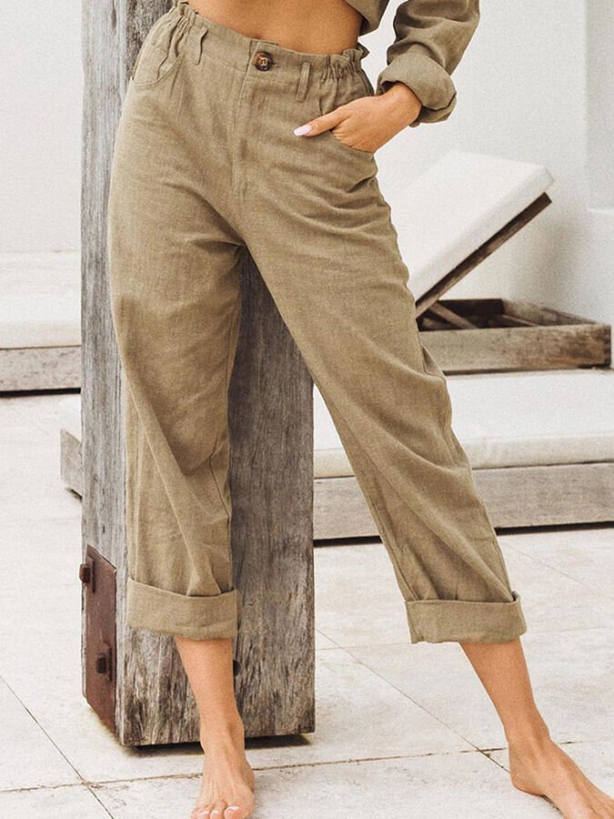 Luchtige en comfortabele linnen broek voor de zomer, met ademende stoffen en een losse pasvorm.