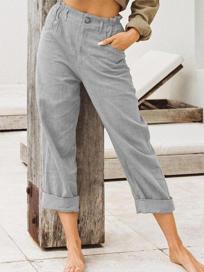 Luchtige en comfortabele linnen broek voor de zomer, met ademende stoffen en een losse pasvorm.
